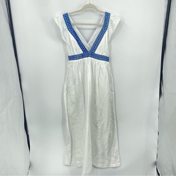 J. Crew | Ruffle Deep V-Neck Beach Linen Blend Dress Style #L7450 Sz M - Picture 5 of 15